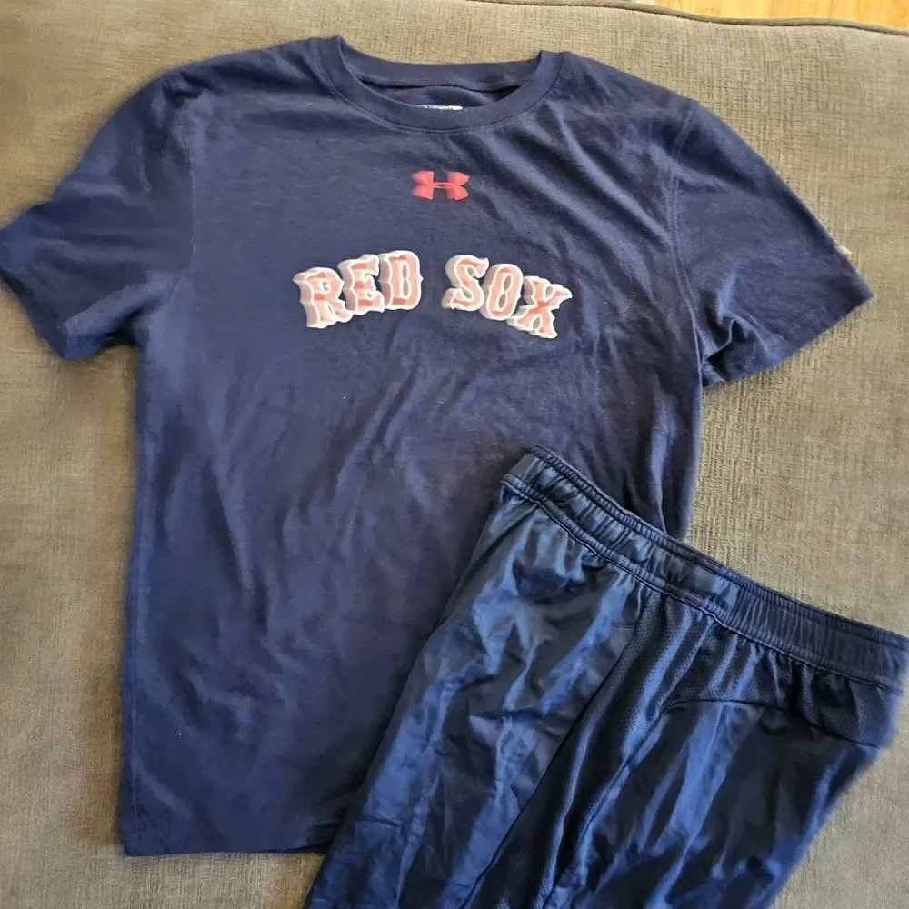 Under Armour Boston Heatgear Baseball Red Sox T-Shirt and Shorts 2 Piece Set